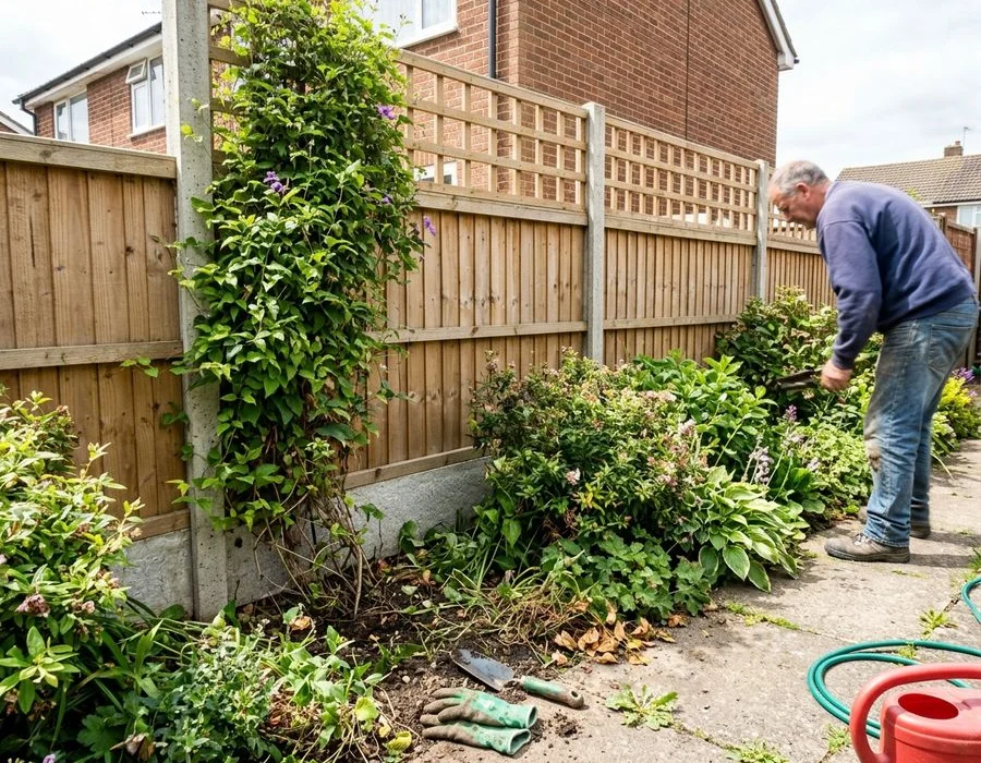 Closeboard timber fencing with trellis in Luton